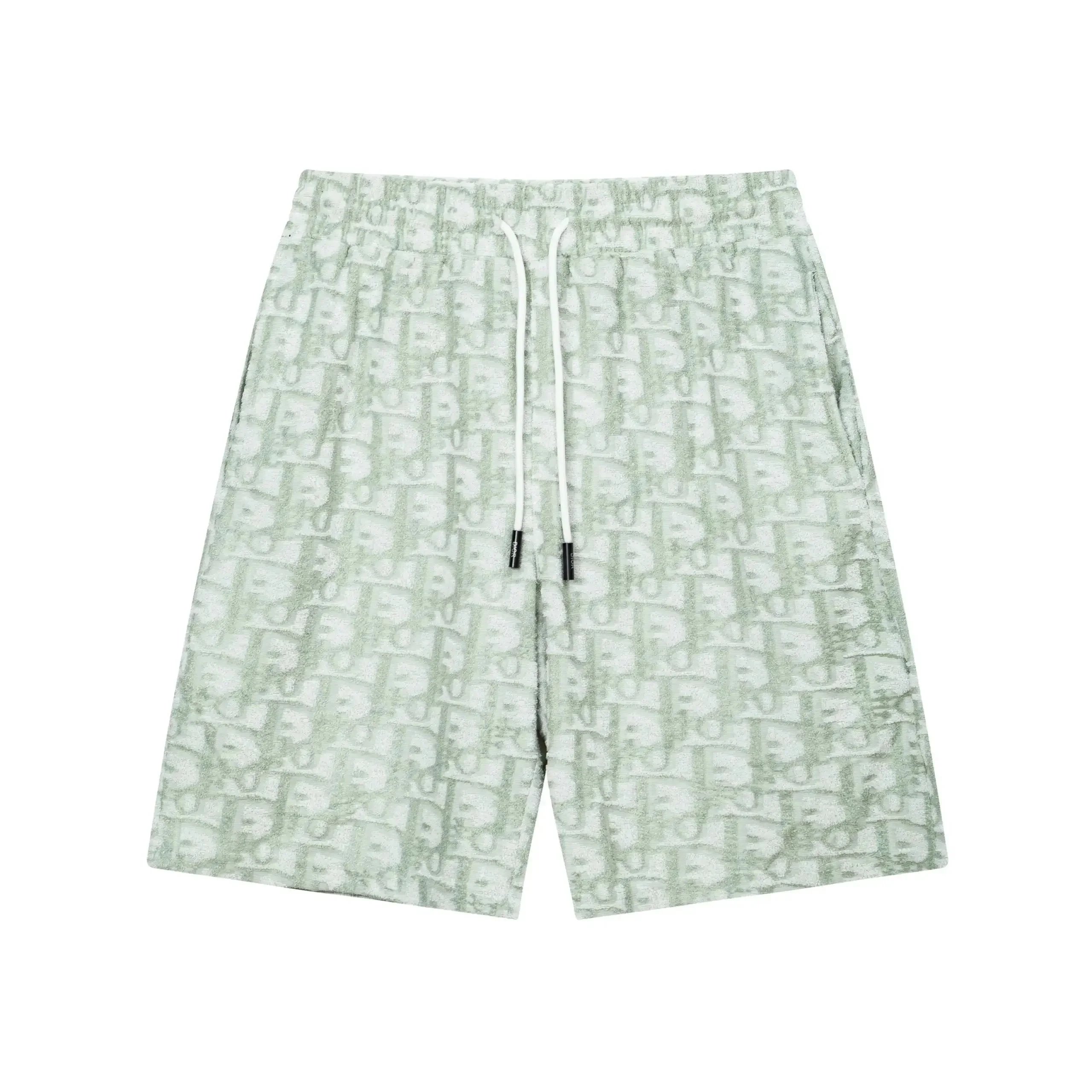 Dior Oblique Print Shorts Beige Brown Striped Cuff Shorts - 18