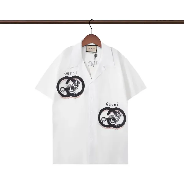 Gucci GG Embroidered Shirt White with Red-Green Trim - 26