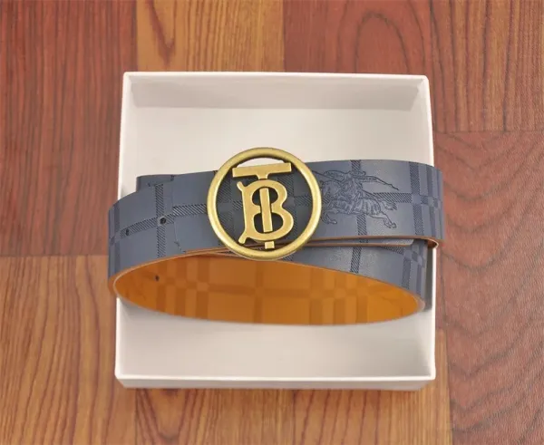 Burberry Monogram Check Belt White / Red Leather Belt - 18