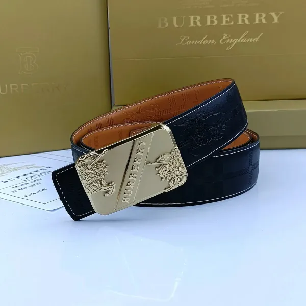 Burberry TB Monogram Check Leather Belt Tan - 7