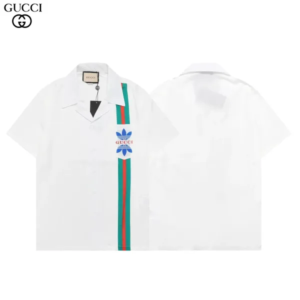Gucci GG Embroidered Shirt White with Red-Green Trim - 31