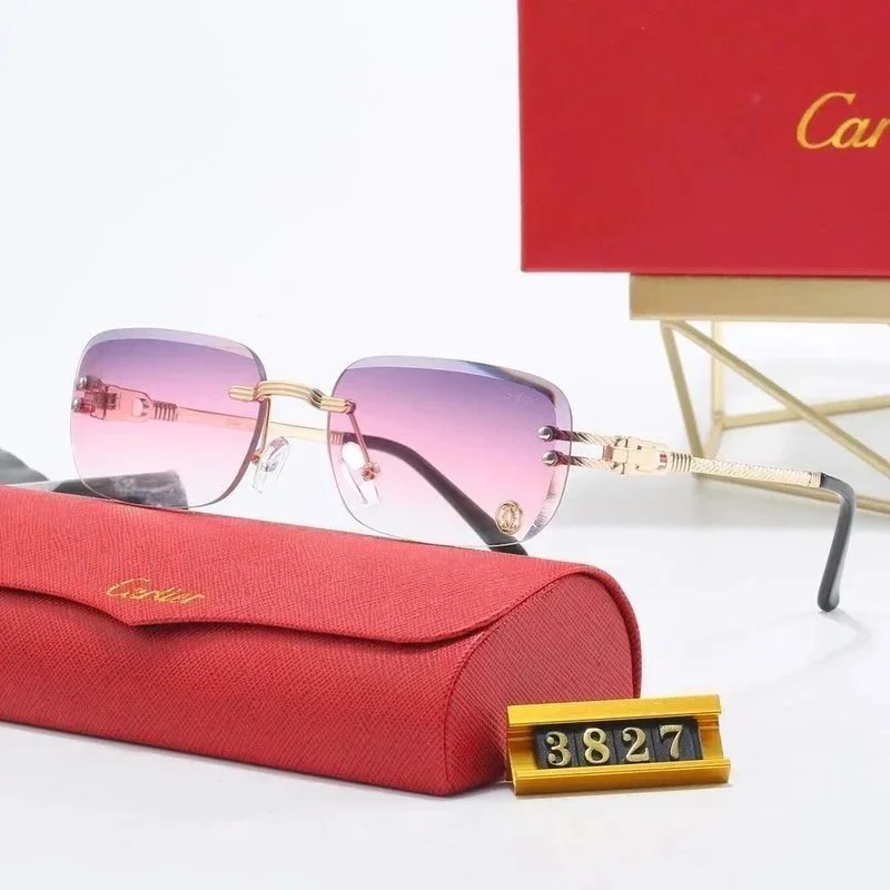 Cartier Panthère de Cartier Rectangular Gold-Tone Brown Gradient Sunglasses - 9