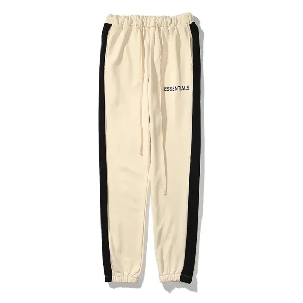 Essentials Track Pants Burgundy with Cream Side Stripes Sweatpants - 25