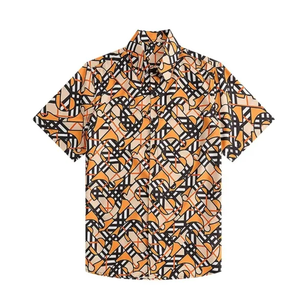 Burberry Check Print Short-Sleeve Shirt Orange Beige Black - 29