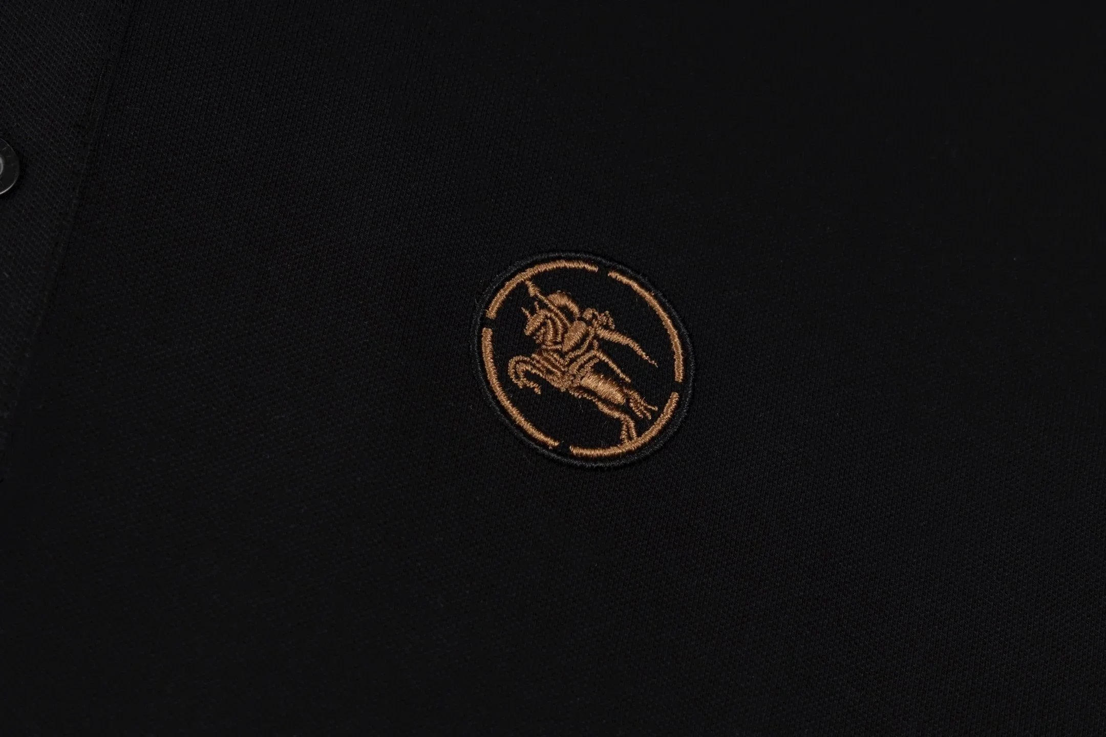 Burberry Equestrian Knight Embroidered Black Polo Tops Polo - 7