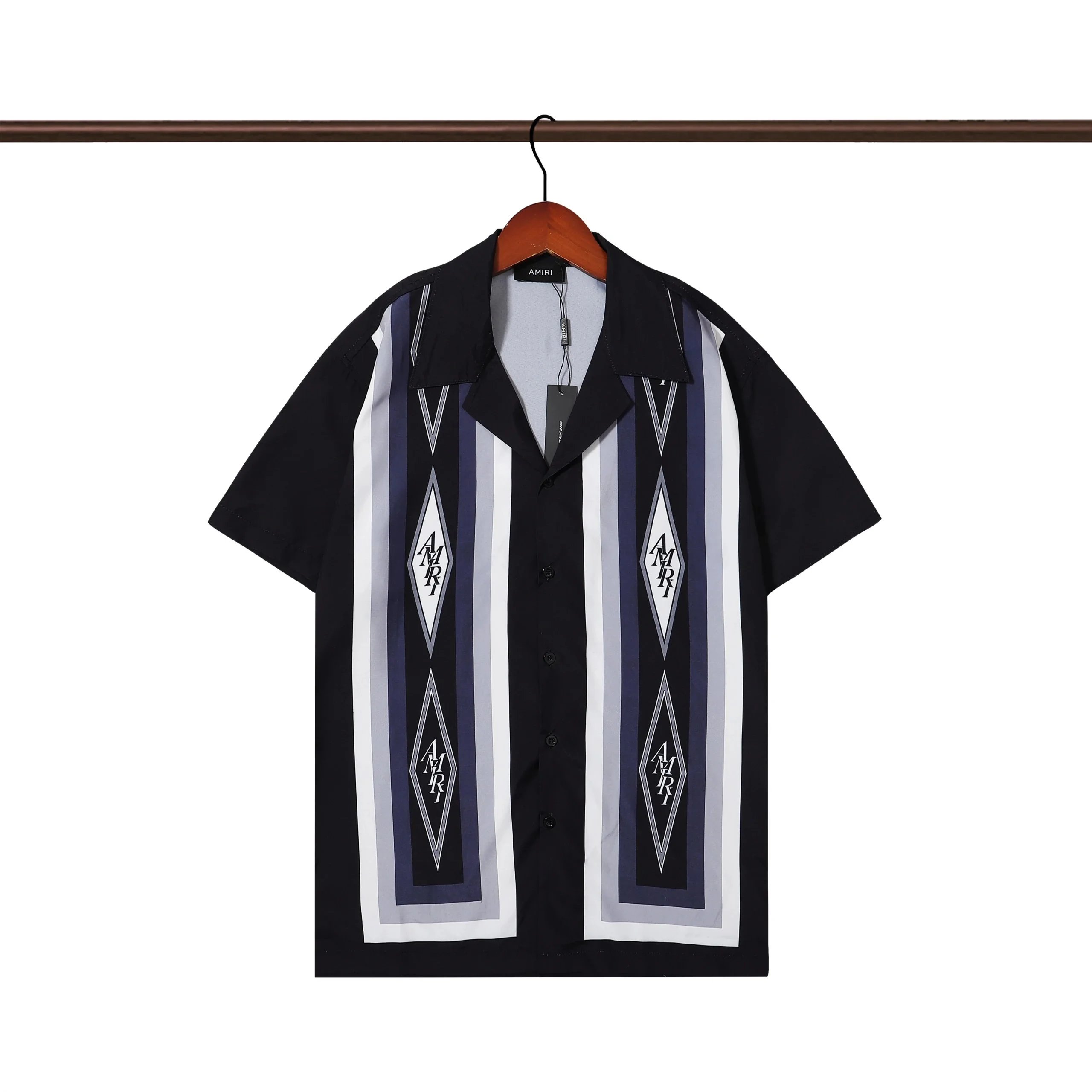 Amiri Graffiti Print Short-Sleeve Shirt Navy - 18