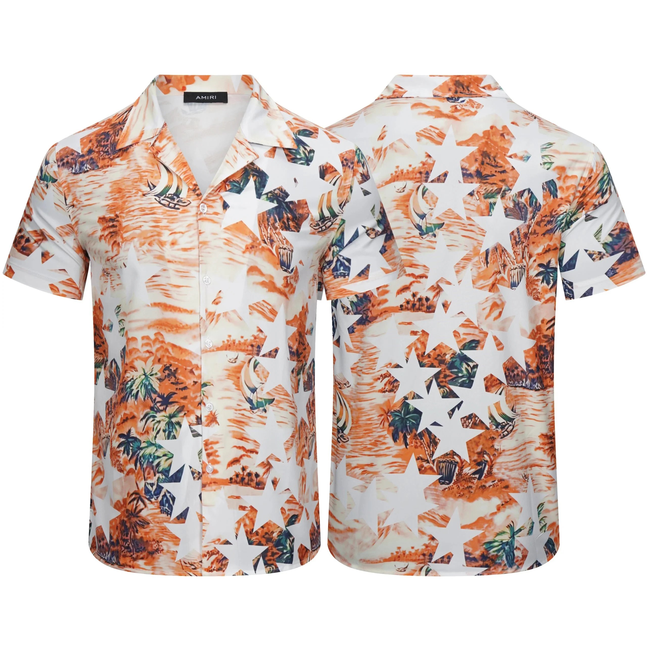 Amiri Floral Print Short-Sleeve Shirt Navy - 20