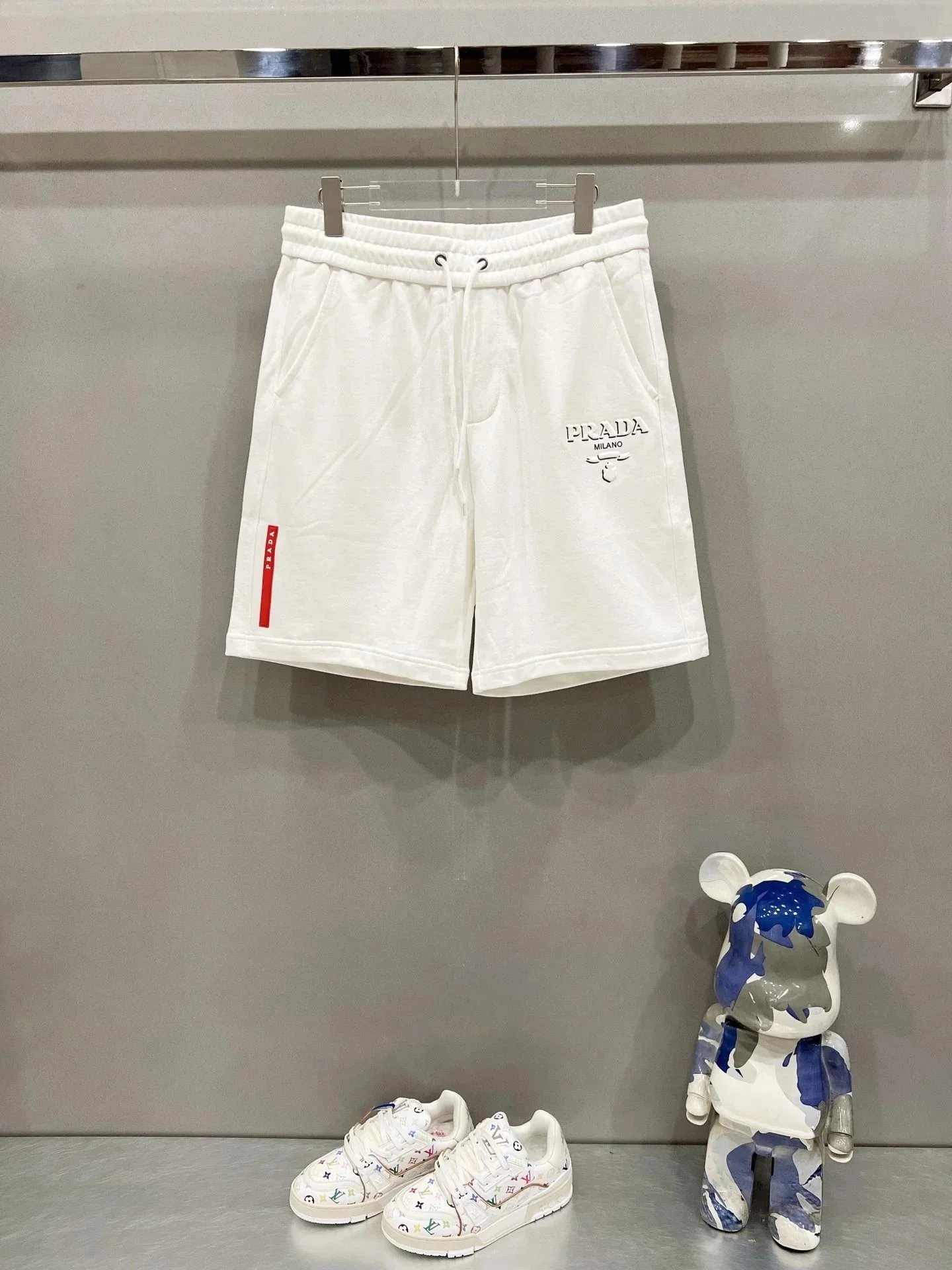 Prada Logo-Embroidered White Cotton Shorts - 39