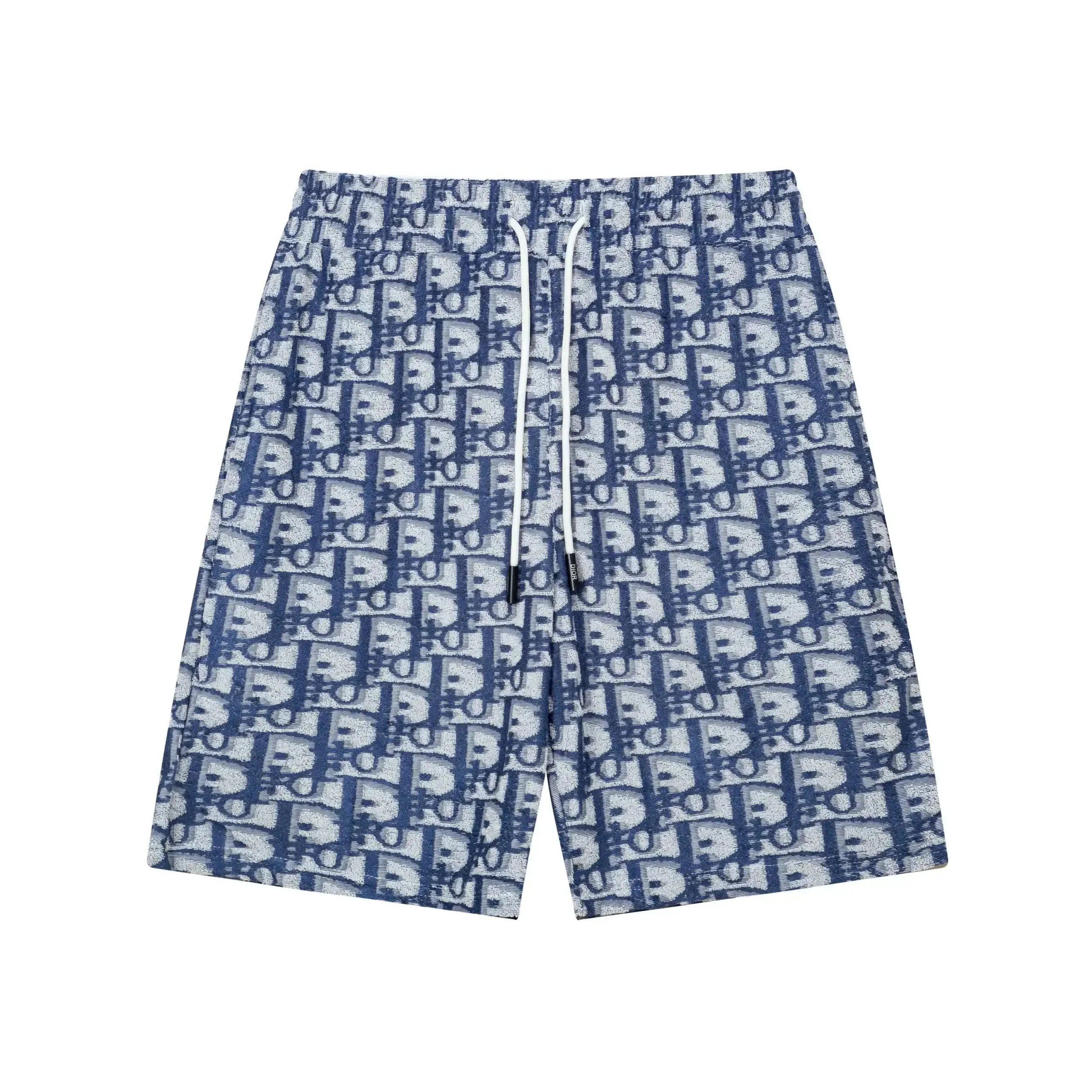 Dior Oblique Print Shorts Beige Brown Striped Cuff Shorts - 19