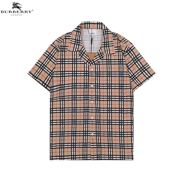 Burberry Check Print Short-Sleeve Shirt Orange Beige Black - 36