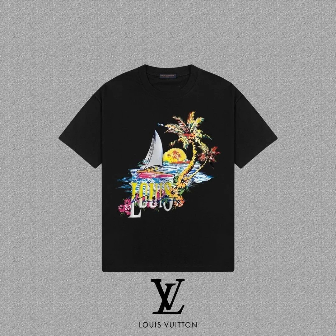 Louis Vuitton Paris River Scene Graphic T-Shirt Black - 9