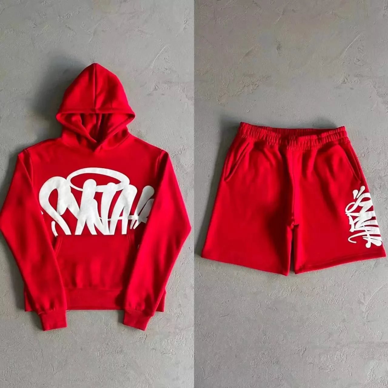 Design Script Logo Red Sweat Shorts - 10