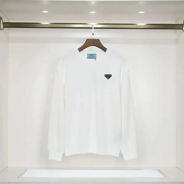 Prada Logo Patch White Crewneck Sweatshirt Sweater - 13