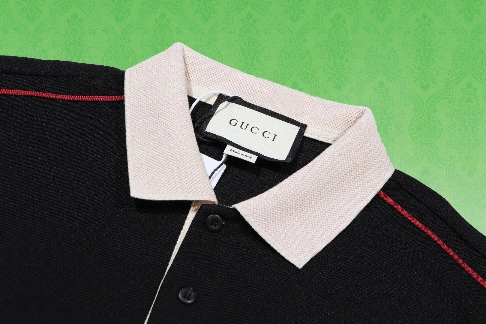 Gucci Embroidered Polo Navy with Red Trim Polo Shirt - 5