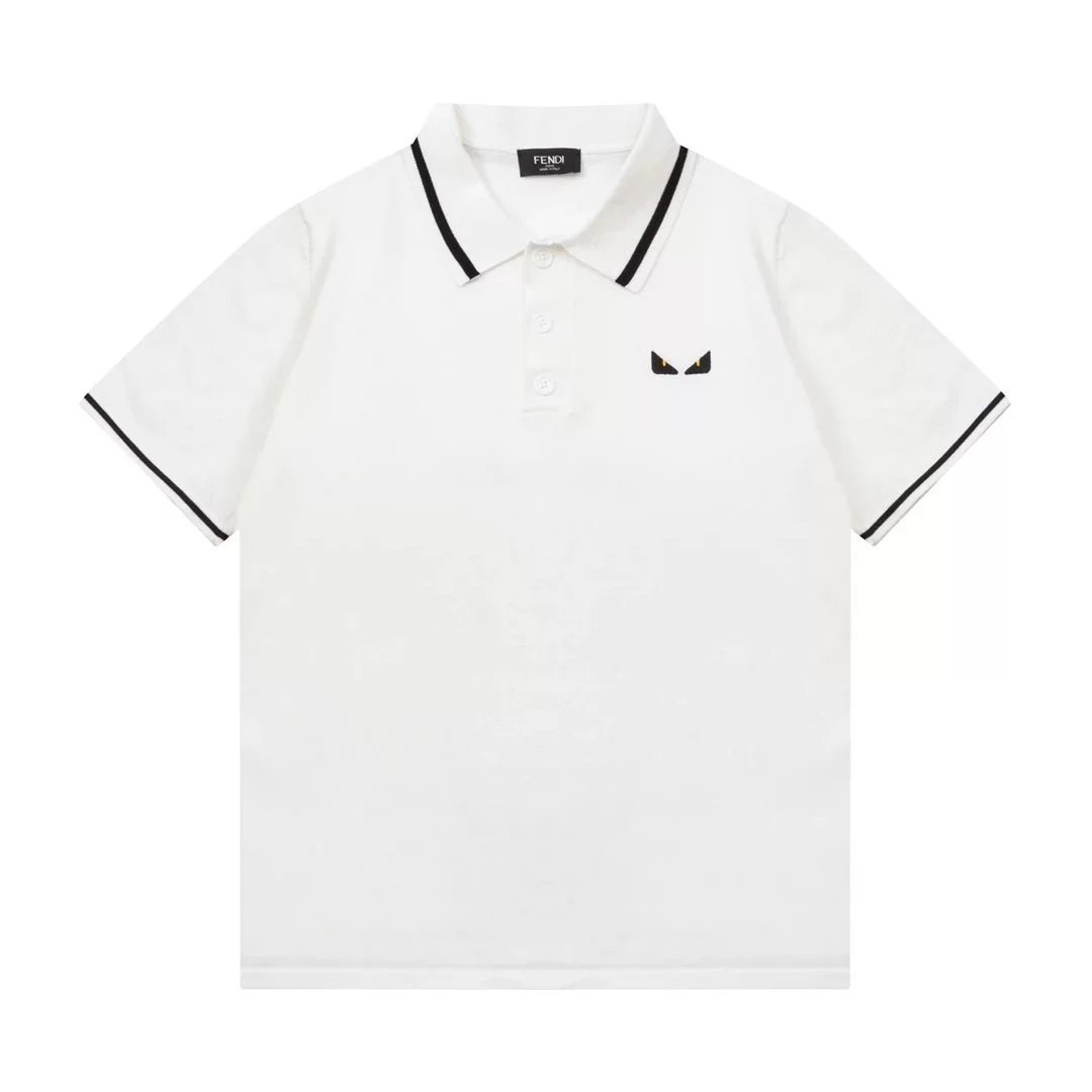 Fendi Diroma Polo Black with Yellow and Gray Trim Polo Shirt - 4