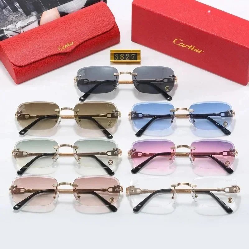 Cartier Panthère de Cartier Rectangular Gold-Tone Brown Gradient Sunglasses - 2