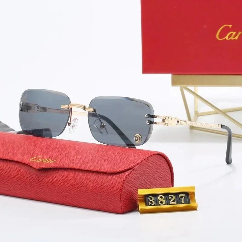 Cartier Panthère de Cartier Rectangular Gold-Tone Brown Gradient Sunglasses - 10