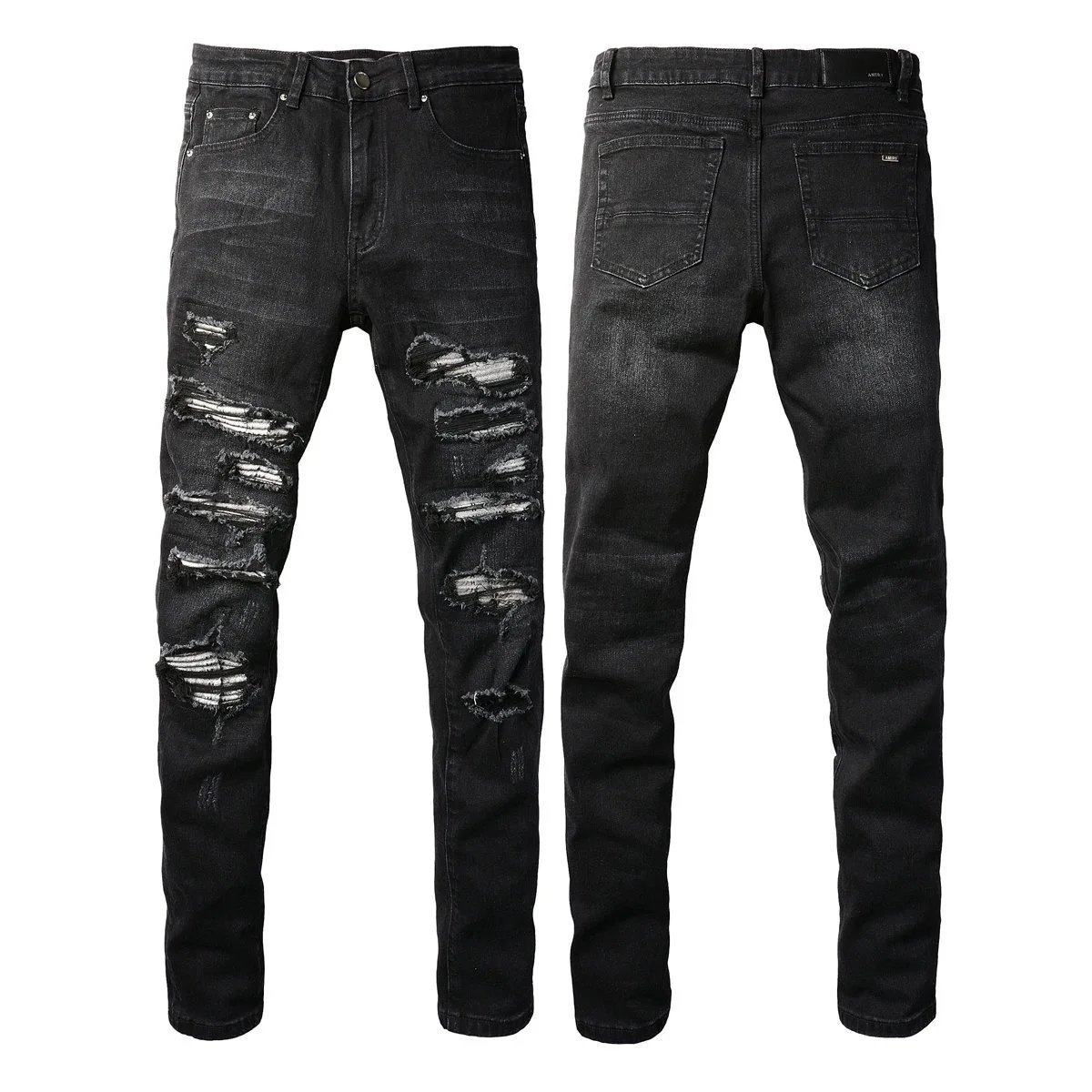 Amiri Distressed Skull Print Black Jeans - 16