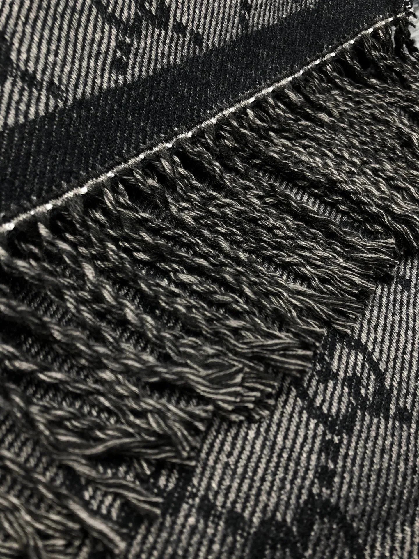 Gucci GG Marmont Knit Scarf Navy Blue with Gray Stripes Scarves - 9