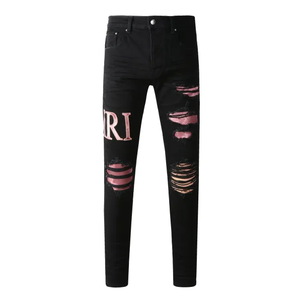 Amiri Distressed Skull Print Black Jeans - 25