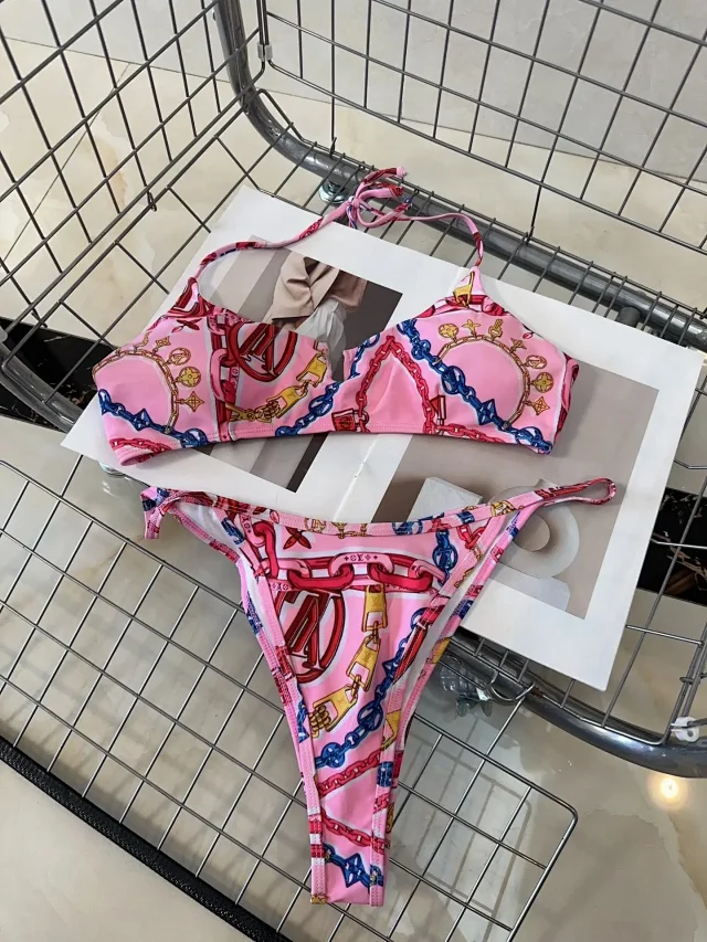 Louis Vuitton Swimwear Monogram Print Triangle Bikini Set product detail image 28