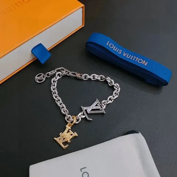 Louis Vuitton LV Chain Bracelet Silver and Gold Tone Jewelry - 1