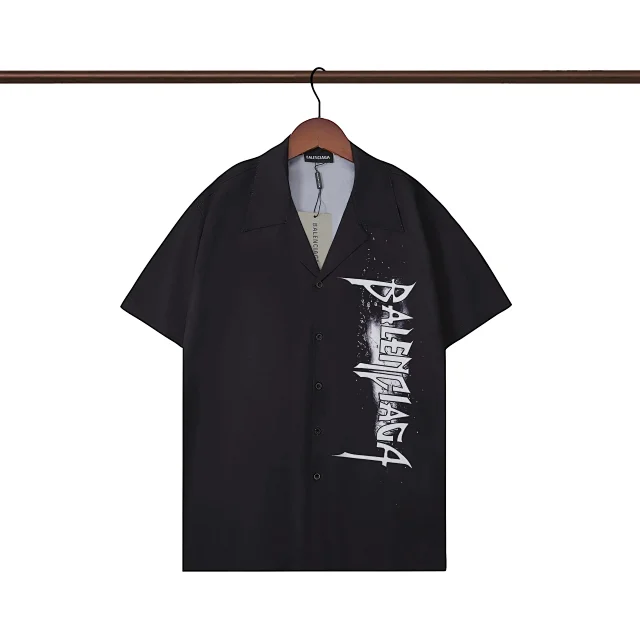 Balenciaga Shirts Short-Sleeve Logo-Print Button-Up Shirt product detail image 23
