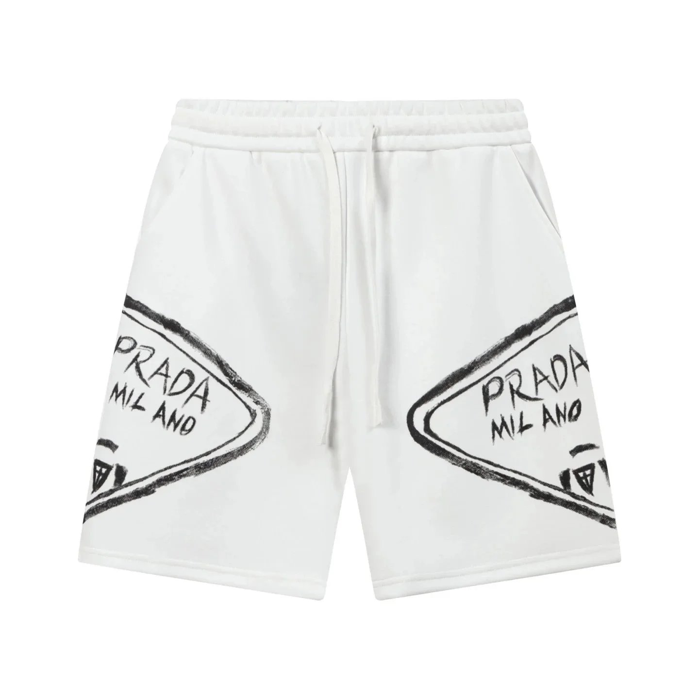 Prada Logo-Embroidered White Cotton Shorts - 33