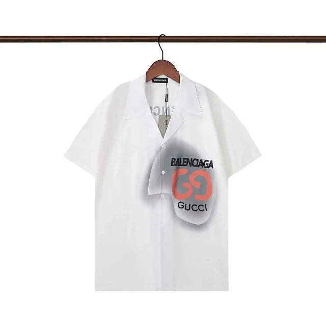 Balenciaga Shirts Short-Sleeve Logo-Print Button-Up Shirt product detail image 24