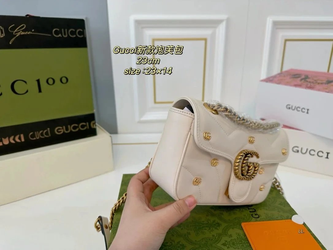 Gucci GG Marmont Mini Hobo Bag Beige with Web Stripe Shoulder Bag - 3
