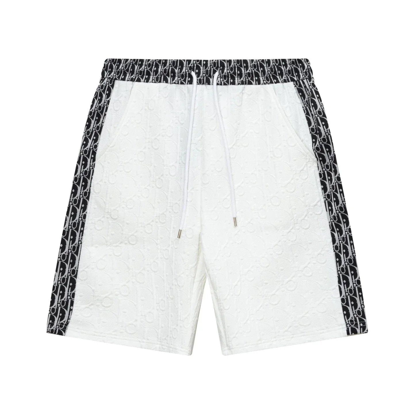 Dior Oblique Print Shorts Beige Brown Striped Cuff Shorts - 28