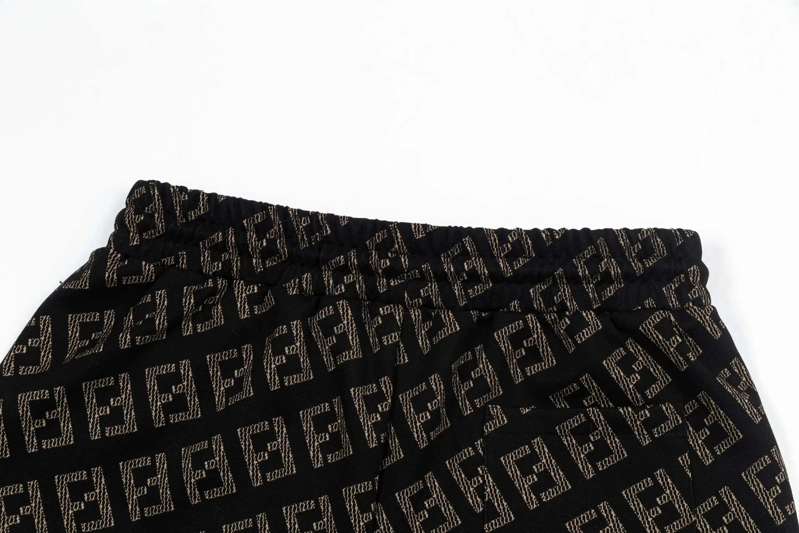 Fendi FF Monogram Print Drawstring Waist Shorts Brown - 7