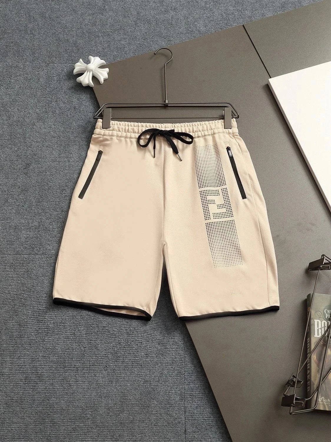 Fendi FF Monogram Print Drawstring Waist Shorts Brown - 23