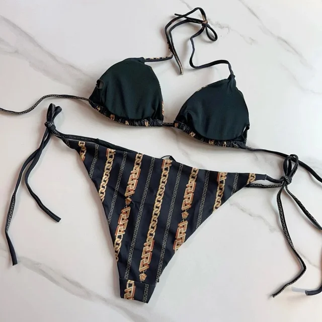Versace Swimwear Triangle Tie-Side Bikini Set product detail image 3