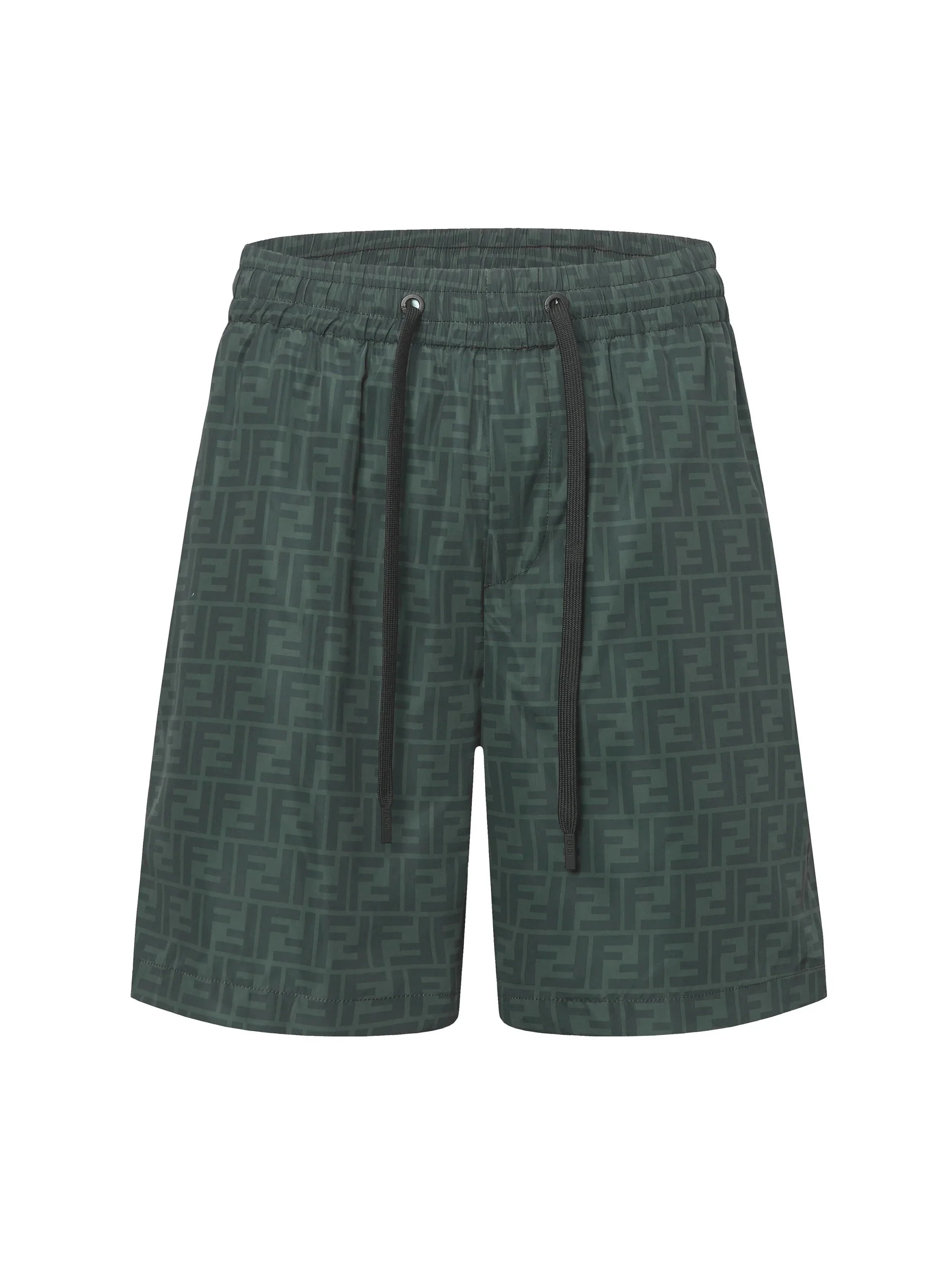 Fendi FF Monogram Print Drawstring Waist Shorts Brown - 31