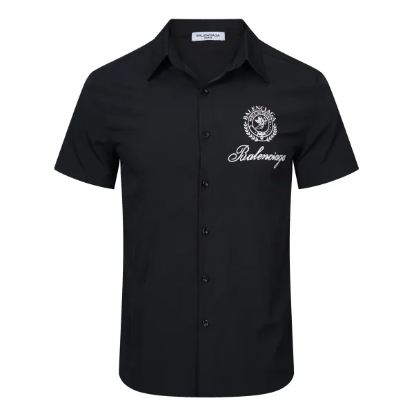 Balenciaga Logo Stripe Short-Sleeve Shirt Black and White - 34