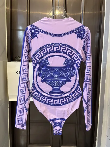Versace Medusa Urn Print Long-Sleeve Bodysuit Lilac - 19