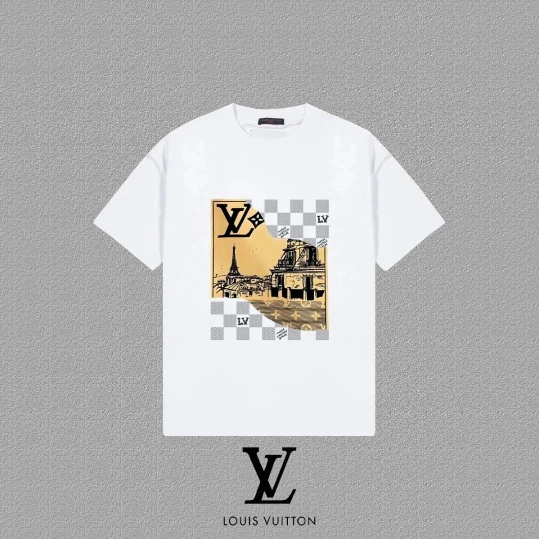 Louis Vuitton Paris River Scene Graphic T-Shirt Black - 19