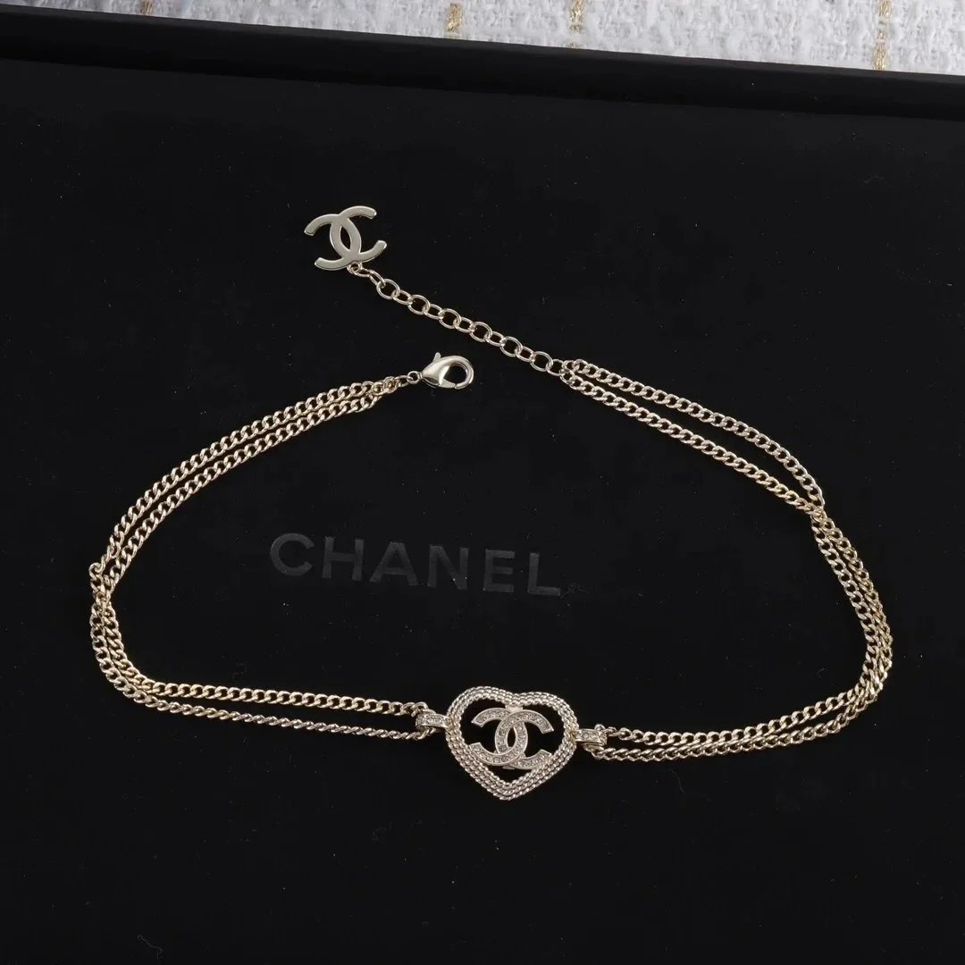 Chanel CC Logo Pave Crystal Snake Chain Bracelet Gold Jewelry - 2