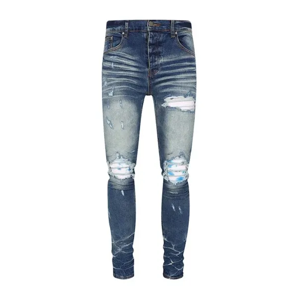 Gallery Dept. Distressed Denim Jeans with Turquoise Underlayer - 29