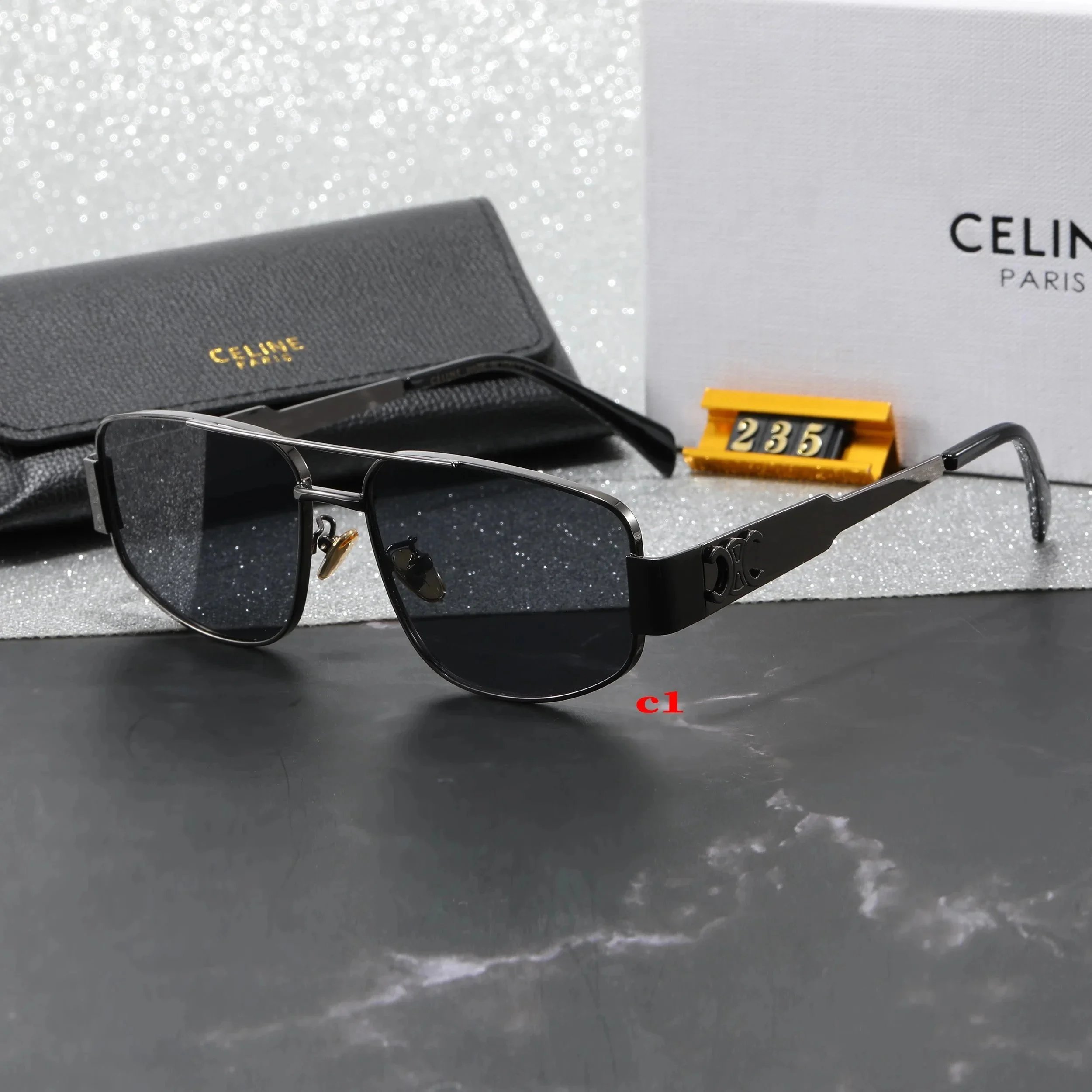 Celine Hexagonal Gold-Frame Green Lens Sunglasses - 11