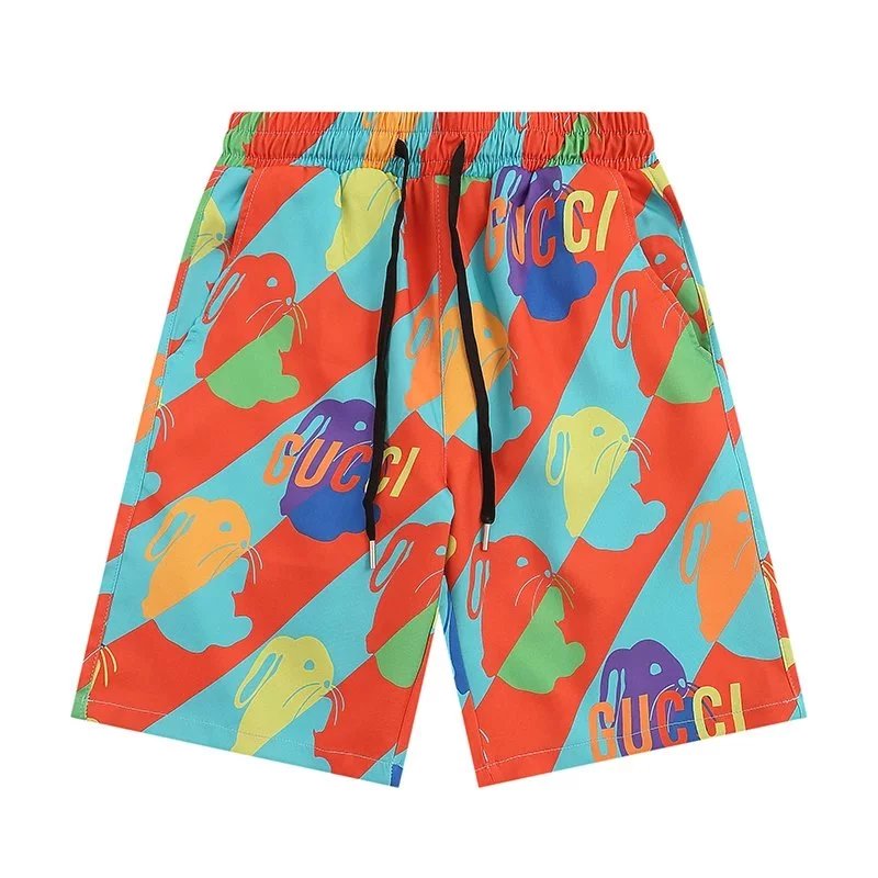 Gucci Tiger Print Silk Shirt and Shorts Set Light Blue Multicolor - 35