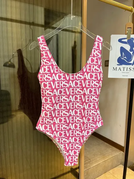 Versace Iconic Greca Pattern Blue Yellow Triangle Bikini Set - 35