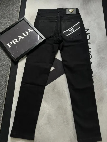 Prada Logo-Embroidered Black Jeans - 21