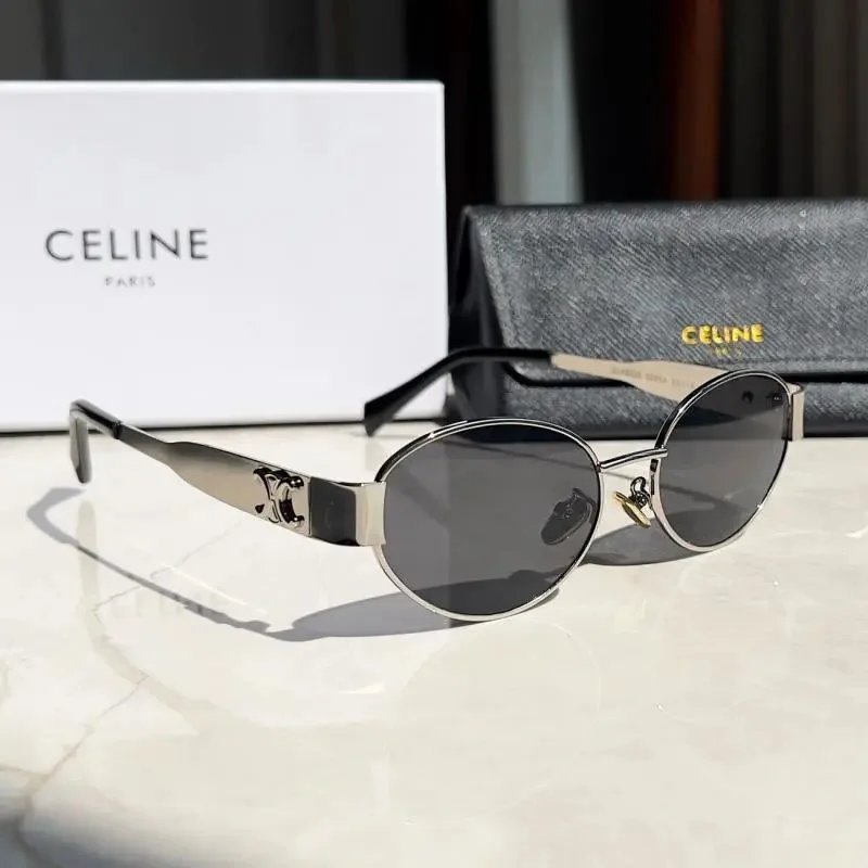 Celine Hexagonal Gold-Frame Green Lens Sunglasses - 21