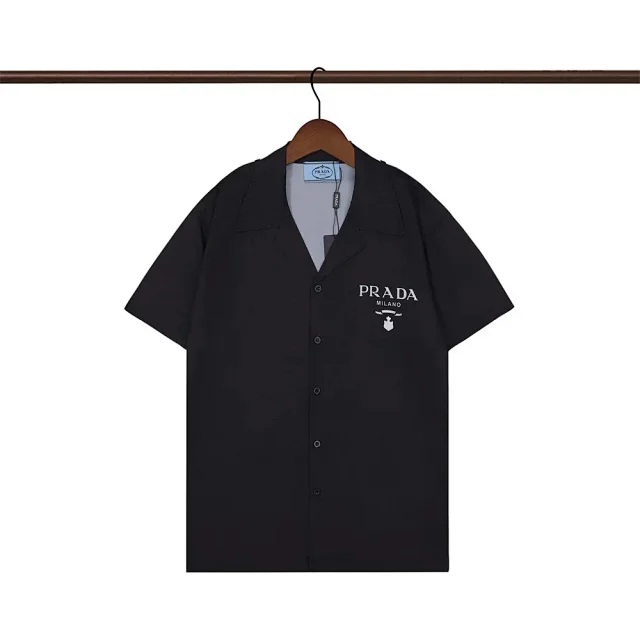 Prada Shirts Short-Sleeve Printed Camp-Collar Shirt product detail image 22