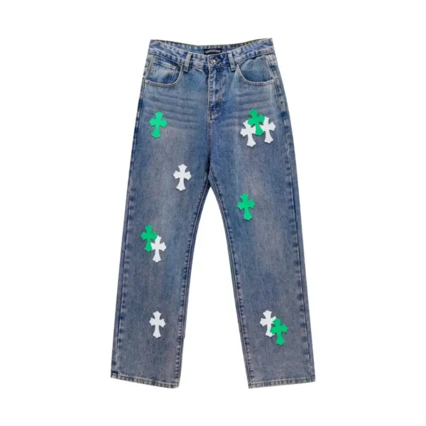 Saint Tears Cross Embroidered Black Jeans - 15