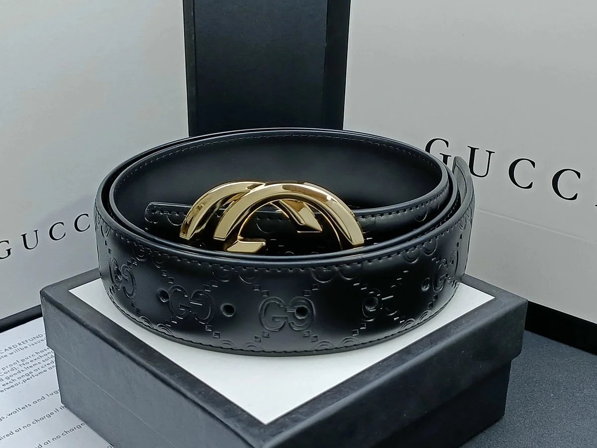 Gucci GG Marmont Belt Black Leather with Red Enamel Buckle - 6