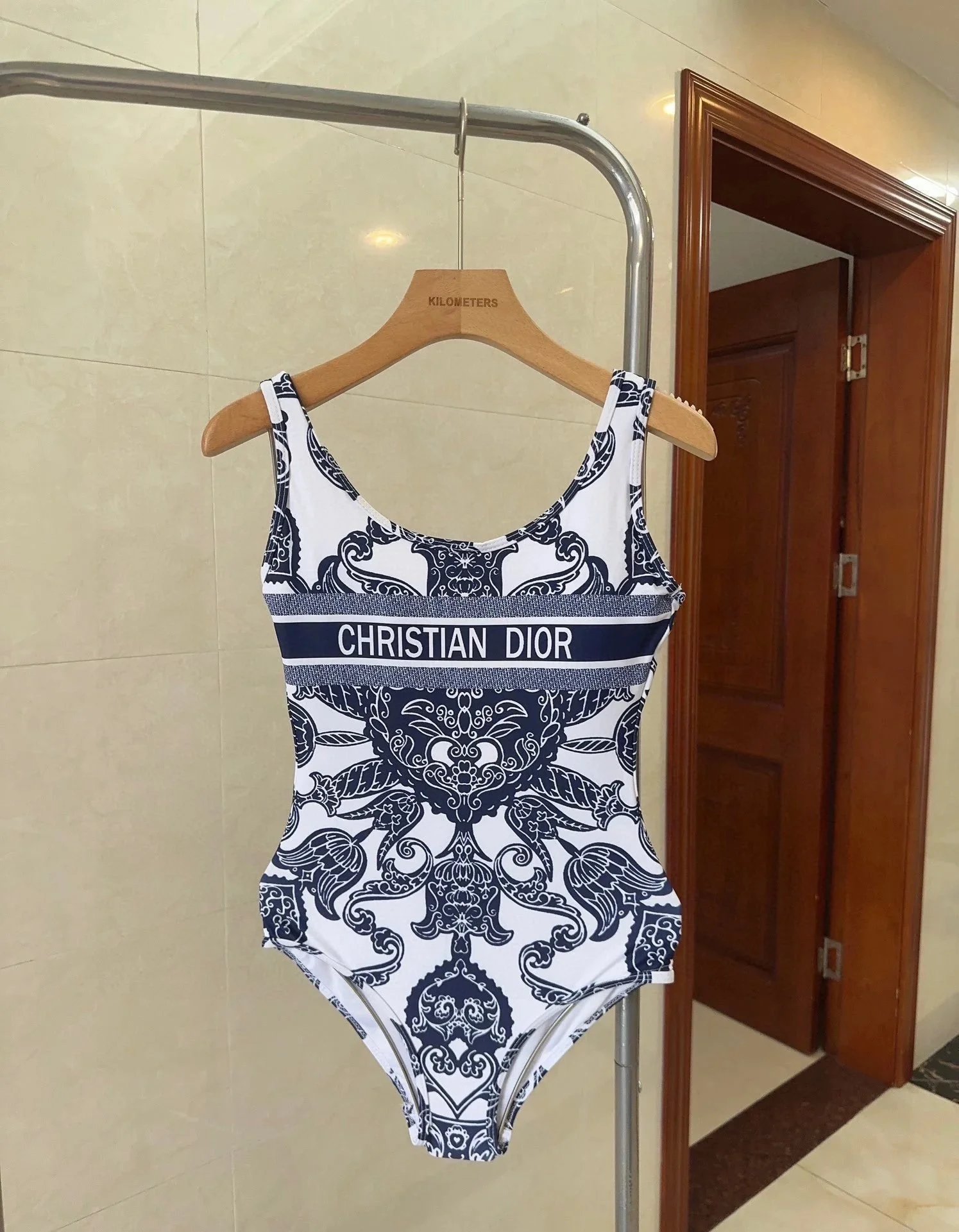 Dior Toile de Jouy Tiger Print Swimsuit Pink White - 26