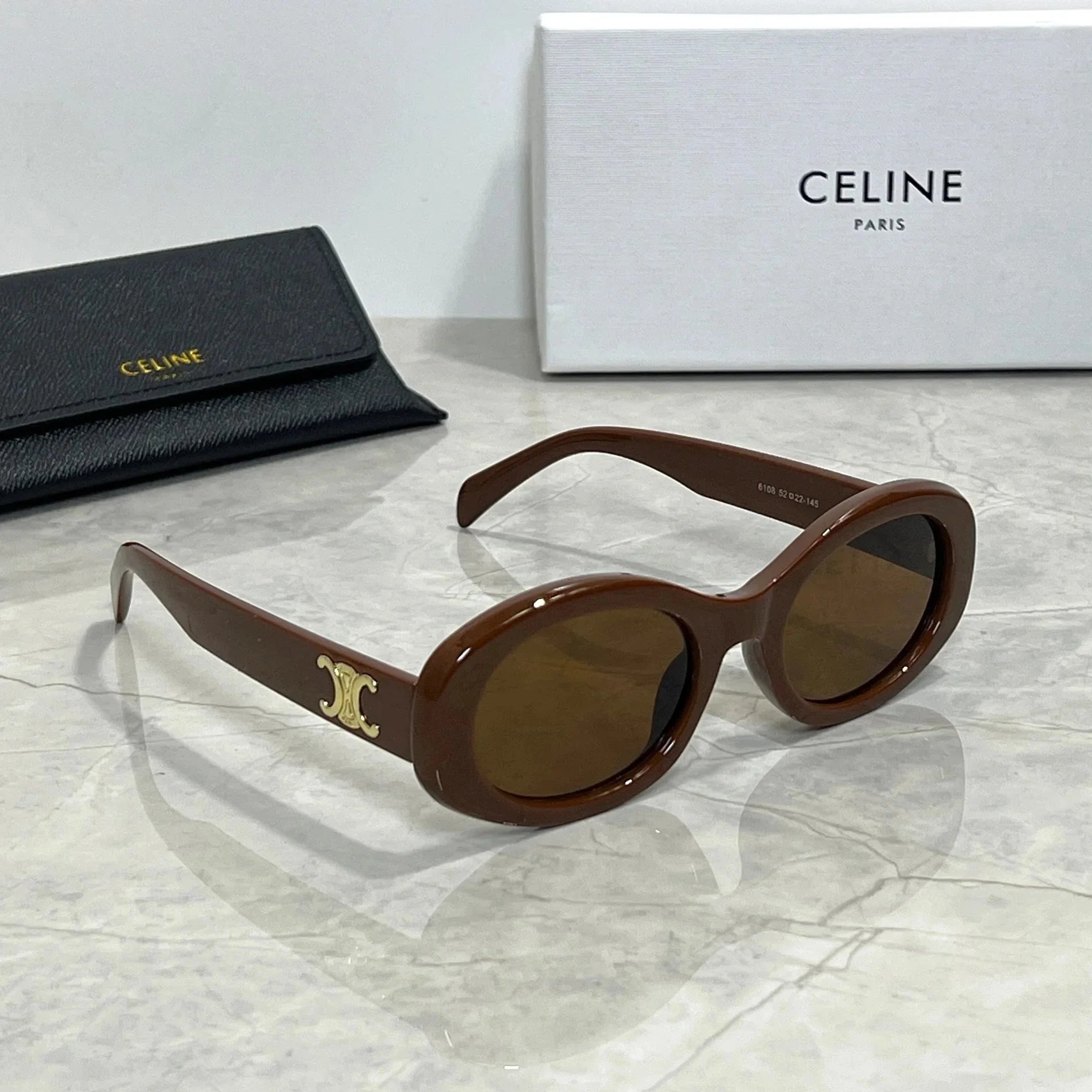 Celine Hexagonal Gold-Frame Green Lens Sunglasses - 19